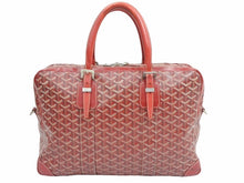 Load image into Gallery viewer, Goyard ゴヤール アンバサード PM ブリーフケース ビジネスバッグ レザー キャンバス シルバー金具 レッド 良品 中古 41702