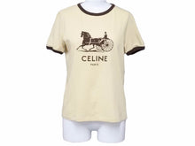 Load image into Gallery viewer, CELINE セリーヌ サルキー クルーネック バターブラウン 半袖Ｔシャツ 2X575 114L 11MR サイズXS 美品 中古 41763