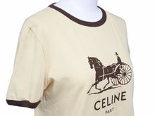 Load image into Gallery viewer, CELINE セリーヌ サルキー クルーネック バターブラウン 半袖Ｔシャツ 2X575 114L 11MR サイズXS 美品 中古 41763
