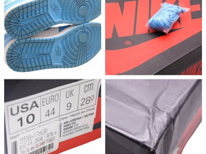 NIKE ナイキ AIR JORDAN 1 エアージョーダン RETRO HIGH UNC ノースカロライナレザー ホワイト サイズ28 美品 中古 41806