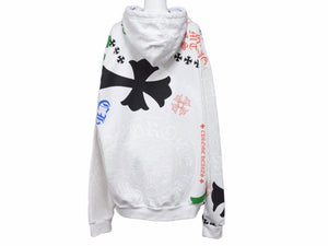 未使用品 CHROME HEARTS クロムハーツ 総柄オンライン限定 ステンシル パーカー ホワイト トップス フーディー サイズL 中古 41810