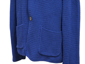 MALO マーロ カーディガン ニットジャケット トップス コットン ブルー サイズ52 美品 中古 41823