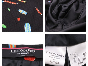 LEONARD レオナール セットアップ スーツ ポリエステル ブラック マルチカラー サイズM 美品 中古 41838