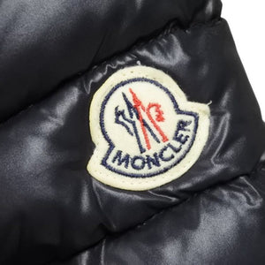 MONCLER モンクレール ダウンジャケット ショート ネイビー ナイロン ベルト付き ロゴ アウター 美品 中古 41875