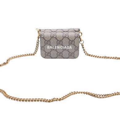 新品同様 GUCCI×BALENCIAGA グッチバレンシアガ チェーンショルダー 三つ折り財布 681705 ゴールド金具 中古 41891