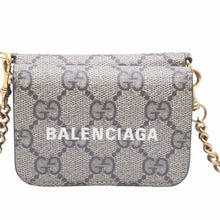 画像をギャラリービューアに読み込む, 新品同様 GUCCI×BALENCIAGA グッチバレンシアガ チェーンショルダー 三つ折り財布 681705 ゴールド金具 中古 41891