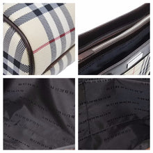 Load image into Gallery viewer, Burberry バーバリー ハンドバッグ ノバチェック柄 キャンバス レザー ベージュ ダークブラウン 美品 中古 41917