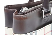 Load image into Gallery viewer, Burberry バーバリー ハンドバッグ ノバチェック柄 キャンバス レザー ベージュ ダークブラウン 美品 中古 41917