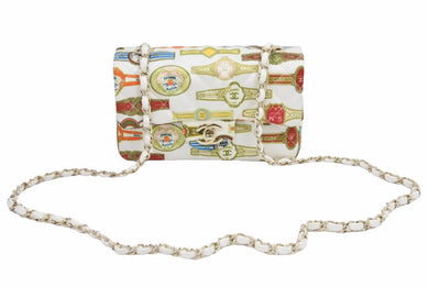 極美品 CHANEL シャネル マトラッセ チェーンショルダーバッグ 23番台 サテン ホワイト マルチカラー ゴールド金具 中古 41922