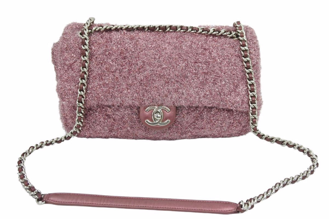 極美品 CHANEL シャネル マトラッセ チェーンショルダーバッグ メタリックピンク シルバー金具 24番台 中古 41935