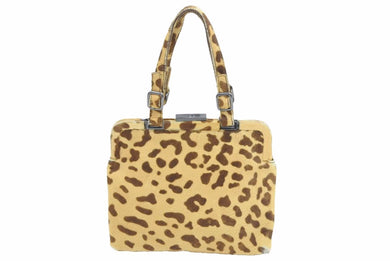 PRADA プラダ ハンドバック トラ柄 がま口バッグ ベージュ ブラウン レオパード 中古 41961 正規品