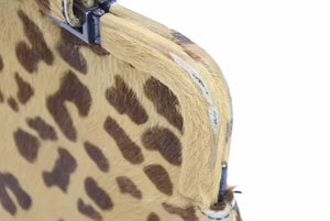 PRADA プラダ ハンドバック トラ柄 がま口バッグ ベージュ ブラウン レオパード 中古 41961 正規品