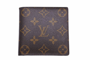LOUIS VUITTON ルイ・ヴィトン 二つ折り財布 モノグラム ロゴ ウォレット イニシャル 小物 ブラウン 中古 41979