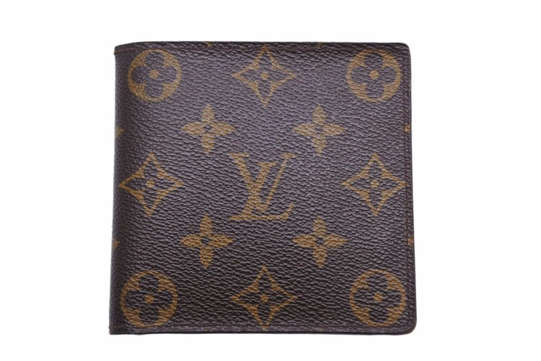 LOUIS VUITTON ルイ・ヴィトン 二つ折り財布 モノグラム ロゴ ウォレット イニシャル 小物 ブラウン 中古 41979