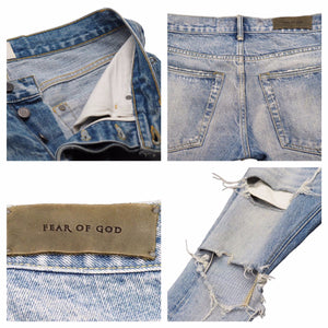 FEAR OF GOD フィアオブゴッド パンツ デニム 4th collection サイズ 29 インディゴ クラッシュ ダメージ加工 美品 中古 42019