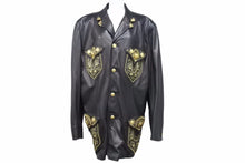 画像をギャラリービューアに読み込む, 激レア VERSACE ヴェルサーチ レザーテーラードジャケット メデューサボタン アウター ブラック ヴィンテージ 美品 42023