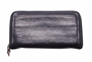 CHROME HEARTS クロムハーツ セメタリークロス ラウンドジップ レザーウォレット クロスパッチ 財布 良品 中古 42036