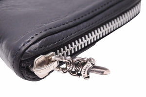 CHROME HEARTS クロムハーツ セメタリークロス ラウンドジップ レザーウォレット クロスパッチ 財布 良品 中古 42036