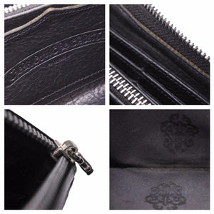 CHROME HEARTS クロムハーツ セメタリークロス ラウンドジップ レザーウォレット クロスパッチ 財布 良品 中古 42036