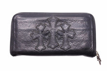 画像をギャラリービューアに読み込む, CHROME HEARTS クロムハーツ セメタリークロス ラウンドジップ レザーウォレット クロスパッチ 財布 良品 中古 42036
