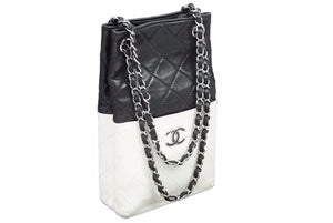 CHANEL シャネル マトラッセ チェーン ショルダーバッグ 12番台 ブラック ホワイト ココマーク 斜め掛け 中古 42094