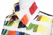 画像をギャラリービューアに読み込む, CHANEL シャネル Colorama シャツ レインボー シルク ココマーク 14SS 長袖シャツ P49197V35728 サイズ50 美品 中古 4210