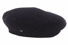 Load image into Gallery viewer, 極美品 CHANEL シャネル ココマーク ベルベット ハンチング ベレー帽 ビスコース シルク ブラック ゴールド 美品 中古 42108