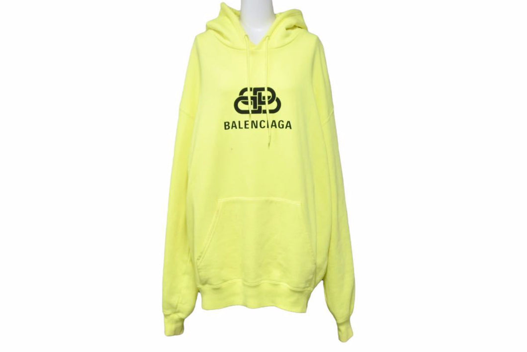 Balenciaga バレンシアガ 19AW コットン パーカー S イエロー プルオーバーパーカー BBロゴ 583215 中古 42122