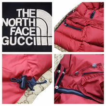 画像をギャラリービューアに読み込む, 希少 GUCCI グッチ THE NORTH FACE ノースフェイス ダウンジャケット サイズ S 670769 GG柄 ベージュ 赤 レッド 極美品 中古 42139