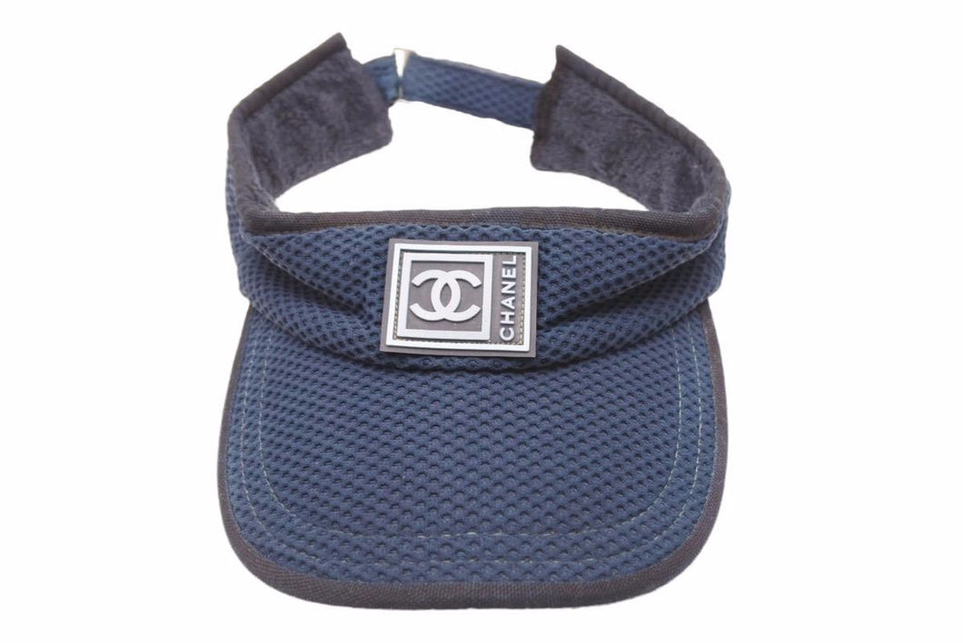 CHANEL シャネル サンバイザー ココマーク スポーツライン メッシュ ネイビー ナイロン ポリエステル 良品 中古 46224