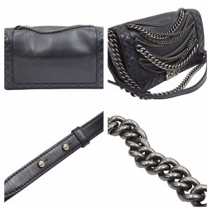 CHANEL シャネル ショルダーバッグ ボーイシャネル カーフスキン フルフラップ 18番台 ブラック 美品 中古 42151
