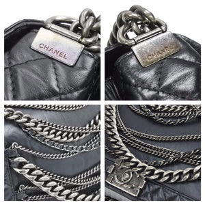 CHANEL シャネル ショルダーバッグ ボーイシャネル カーフスキン フルフラップ 18番台 ブラック 美品 中古 42151