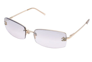 CHANEL シャネル サングラス メガネ アイウェア ラインストーン ココマーク ブラウン ゴールド サイズ56□16 美品 中古 42151