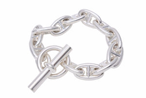 HERMES エルメス シェーヌダンクル 12コマ ブレスレット71.3g GM シルバー 925 ヴィンテージ アクセサリー 極美品 中古 42189