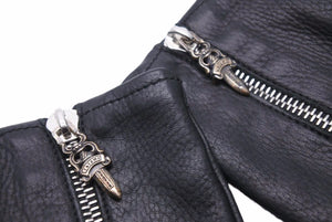 Chrome Hearts クロムハーツ DGR ZIP GROVE/ダガージップグローブ ブラック レザー カシミヤ サイズ 8 美品 中古 42190