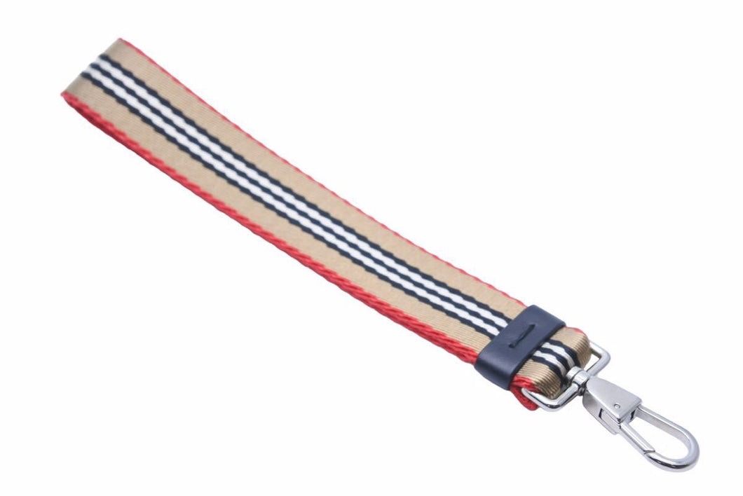 Burberry バーバリー リストストラップ ICON STRIPE CHARM ストラップチャーム ベージュ キャンバス 美品 中古 42193