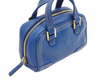 画像をギャラリービューアに読み込む, LOEWE ロエベ アマソナ 2WAY マイクロミニ ハンドバッグ ショルダーバッグ ポーチ ブルー レザー 美品 中古 42213