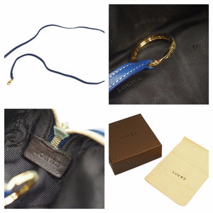 LOEWE ロエベ アマソナ 2WAY マイクロミニ ハンドバッグ ショルダーバッグ ポーチ ブルー レザー 美品 中古 42213