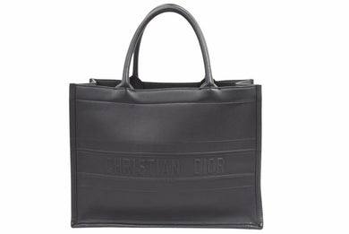 Christian Dior クリスチャン ディオール ブックトート スモールバッグ ミディアム レザー ブラック 美品 中古 42230