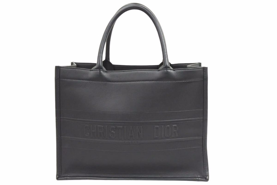 Christian Dior クリスチャン ディオール ブックトート スモールバッグ ミディアム レザー ブラック 美品 中古 42230