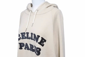 CELINE セリーヌ スウェット プルオーバー パーカー 20SS ロゴ フロッキープリント ラグラン コットン カシミヤ混 美品 中古 42233
