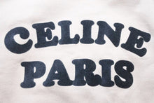 Load image into Gallery viewer, CELINE セリーヌ スウェット プルオーバー パーカー 20SS ロゴ フロッキープリント ラグラン コットン カシミヤ混 美品 中古 42233