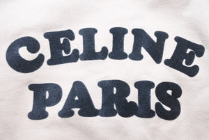 CELINE セリーヌ スウェット プルオーバー パーカー 20SS ロゴ フロッキープリント ラグラン コットン カシミヤ混 美品 中古 42233