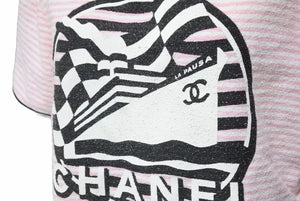 CHANEL シャネル 2019クルーズ La Pausa ココマーク ボーダー 半袖Tシャツ カットソー トップス 美品 中古 42249