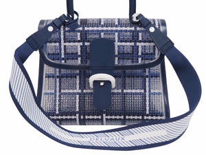 新品同様 Delvaux デルボー Brillant ブリヨン MM The Dreamer ドリーマー ネイビー ホワイト クリア PVC ポリウレタン 42257