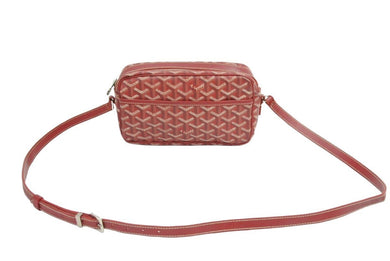 GOYARD ゴヤール カップヴェール ショルダーバッグ ヘリンボーン柄 レッド シルバー金具 美品 中古 42267