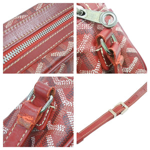 GOYARD ゴヤール カップヴェール ショルダーバッグ ヘリンボーン柄 レッド シルバー金具 美品 中古 42267