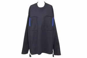 JIL SANDER ジルサンダー 長袖Tシャツ ダブルポケット ビッグ 20SS ブラック ブルー コットン サイズL 美品 中古 42277