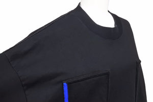 JIL SANDER ジルサンダー 長袖Tシャツ ダブルポケット ビッグ 20SS ブラック ブルー コットン サイズL 美品 中古 42277