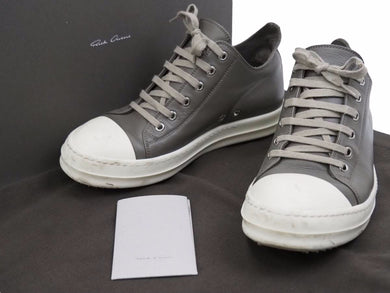 Rick Owens リック オウエンス LPO LOW SNEAKERS MILK 21SS RU21S6891 レザー ラモーンズ グレー サイズ EU40 良品 中古 42298